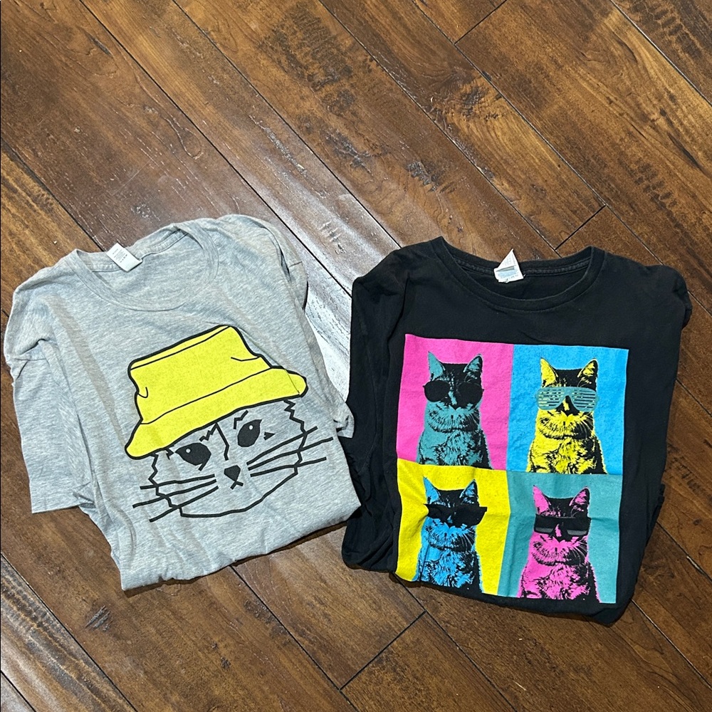 Cute Cat T-Shirts Bundle - Gray & Black